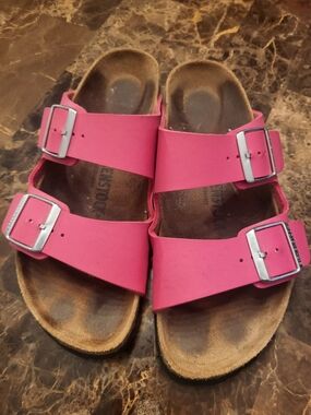 Birkenstock Pink Dual-Strap Slide Sandals